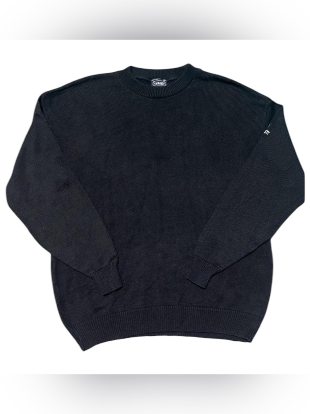 Vantage Sweater XL Black Heavyweight 100% Cotton USA Made Crewneck Knit Vintage